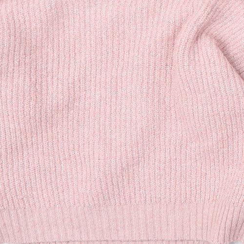 Matalan Girls Pink Round Neck Acrylic Pullover Jumper Size 6 Years
