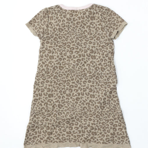 H&M Girls Multicoloured Round Neck Animal Print Cotton Pullover Jumper Size 5-6 Years