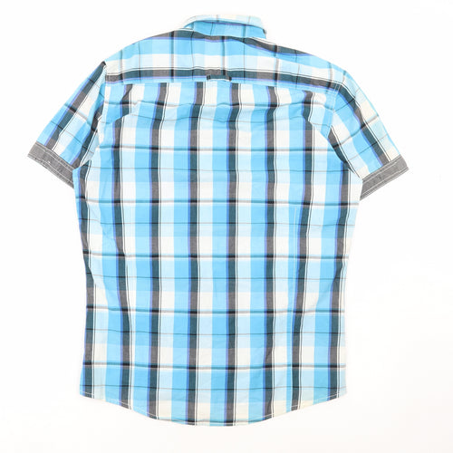 URBNDIST Mens Blue Plaid Cotton Dress Shirt Size S Collared