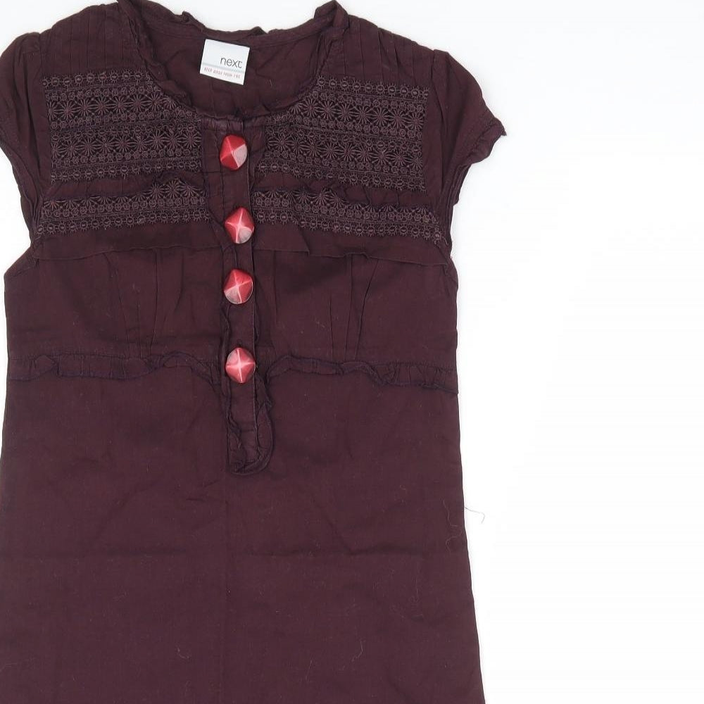 NEXT Girls Purple 100% Cotton A-Line Size 8 Years Round Neck Pullover