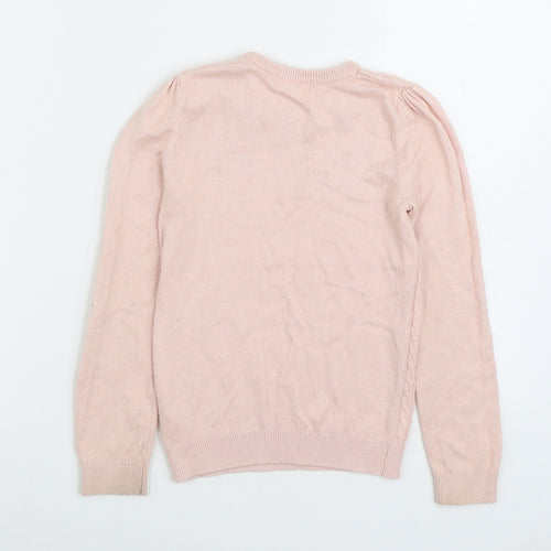 H&M Girls Pink Round Neck Viscose Pullover Jumper Size 7-8 Years Pullover
