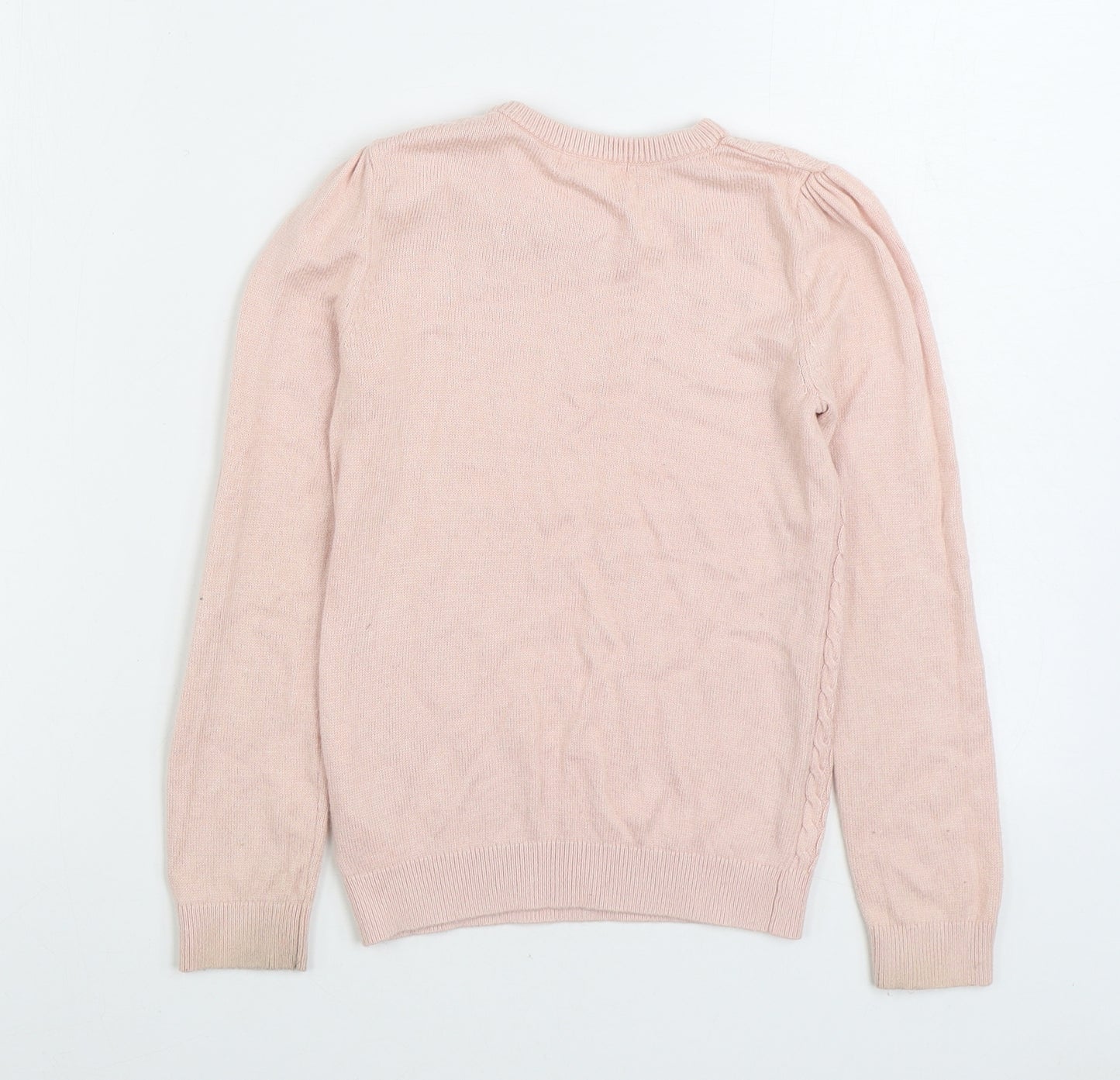 H&M Girls Pink Round Neck Viscose Pullover Jumper Size 7-8 Years Pullover