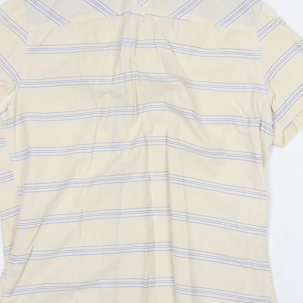 NEXT Mens Yellow Striped Cotton Button-Up Size L Collared