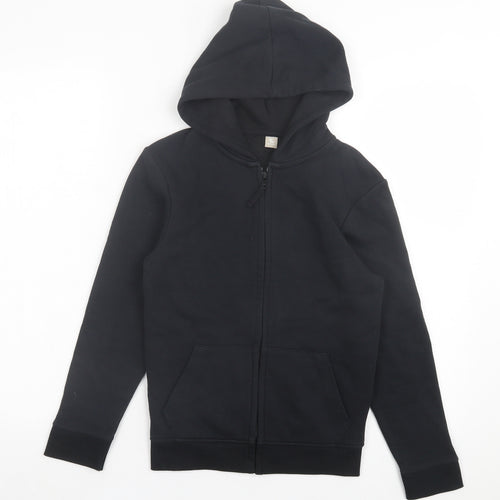 TU Boys Black Cotton Full Zip Hoodie Size 9 Years Zip - School Wear