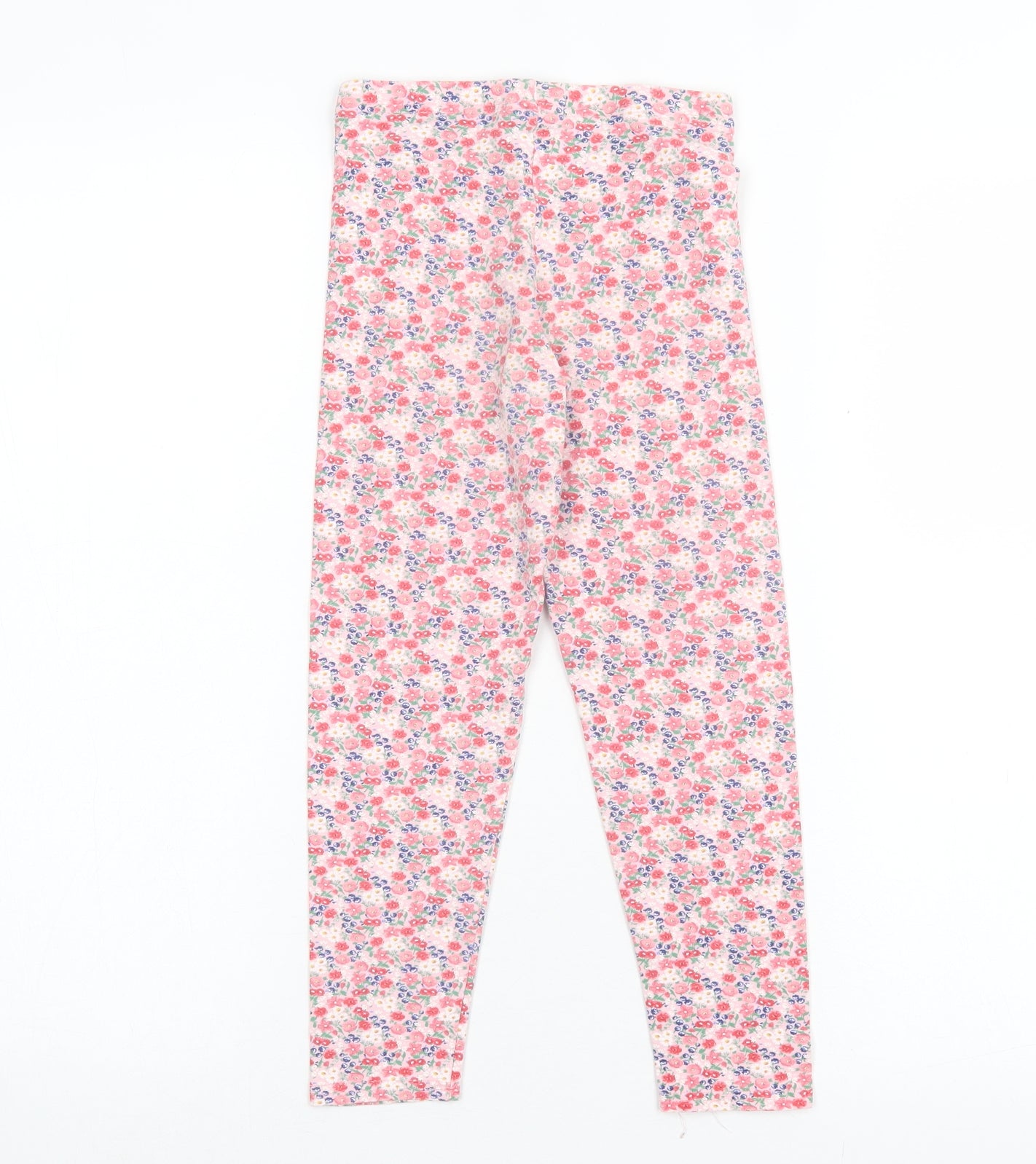 Matalan Girls Pink Floral Cotton Capri Trousers Size 9 Years Regular Pullover