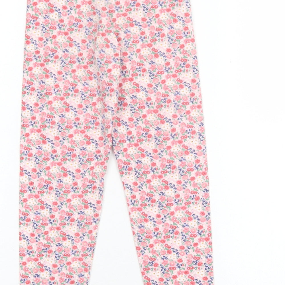 Matalan Girls Pink Floral Cotton Capri Trousers Size 9 Years Regular Pullover