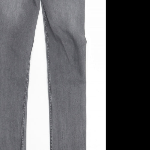 Preworn Girls Grey Cotton Skinny Jeans Size 11-12 Years Regular Button