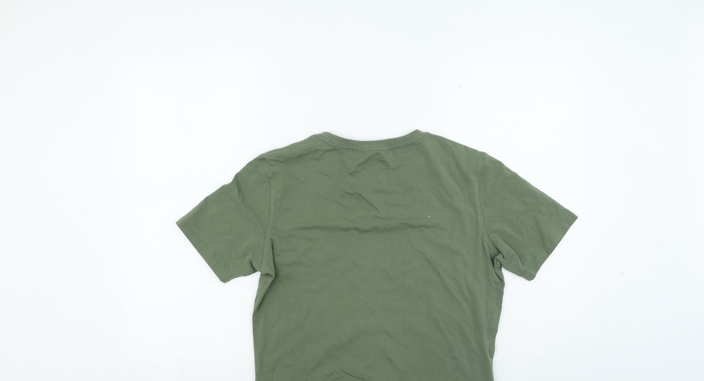 U.O.D Mens Green Cotton T-Shirt Size M Round Neck