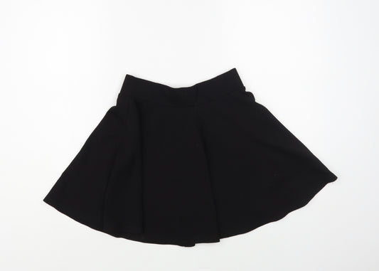 New Look Girls Black Polyester Skater Skirt Size 12 Years Regular Pull On