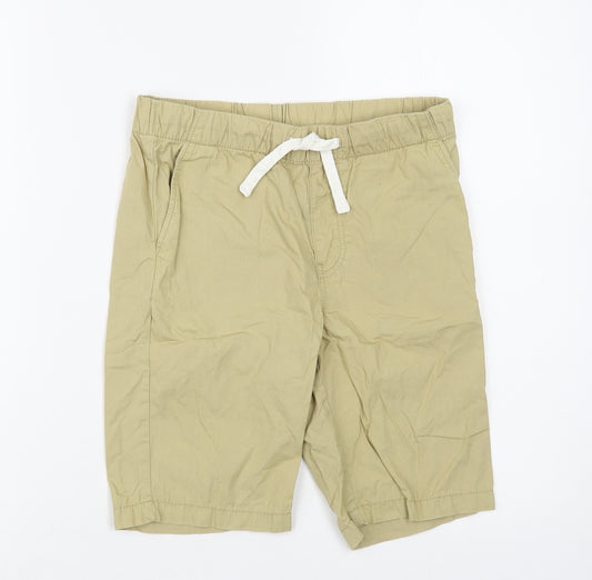 H&M Boys Beige Cotton Bermuda Shorts Size 9-10 Years Regular Drawstring