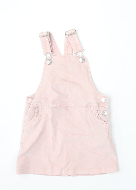 F&F Girls Pink Polyester Dungaree One-Piece Size 3-4 Years