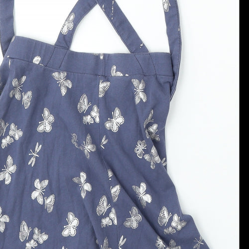 George Girls Blue Geometric Cotton Skater Skirt Size 8-9 Years Regular - dungaree straps