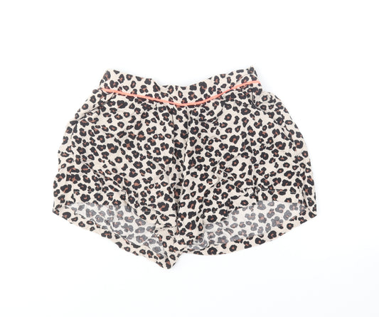 H&M Girls Brown Animal Print Viscose Sweat Shorts Size 9-10 Years Regular