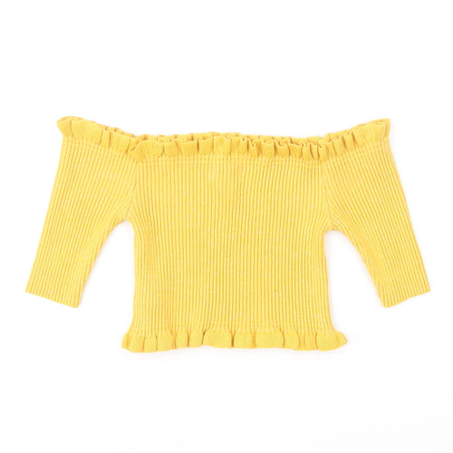 New Look Girls Yellow Off the Shoulder Acrylic Pullover Jumper Size 12-13 Years