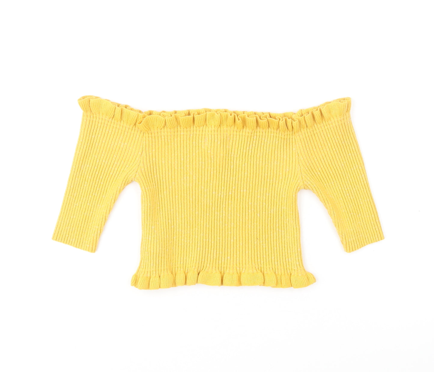 New Look Girls Yellow Off the Shoulder Acrylic Pullover Jumper Size 12-13 Years