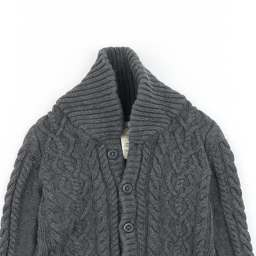 E of M Boys Grey Roll Neck Cotton Cardigan Jumper Size 4 Years Button
