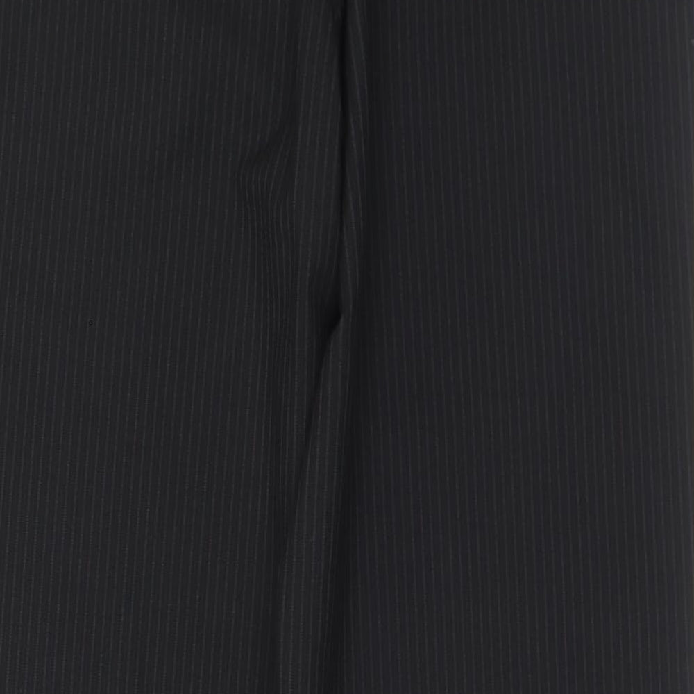 George Mens Black Striped Polyester Trousers Size 32 in L29 in Regular Zip
