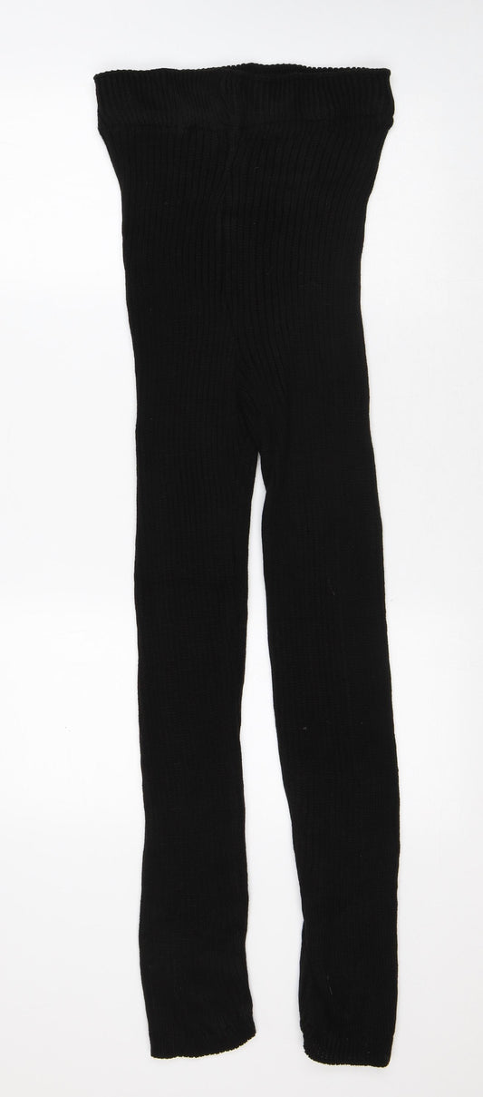 Preworn Womens Black Acrylic Capri Leggings Size M L30 in - Knitted feel