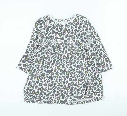 Studio Girls Multicoloured Animal Print 100% Cotton A-Line Size 3-4 Years Scoop Neck