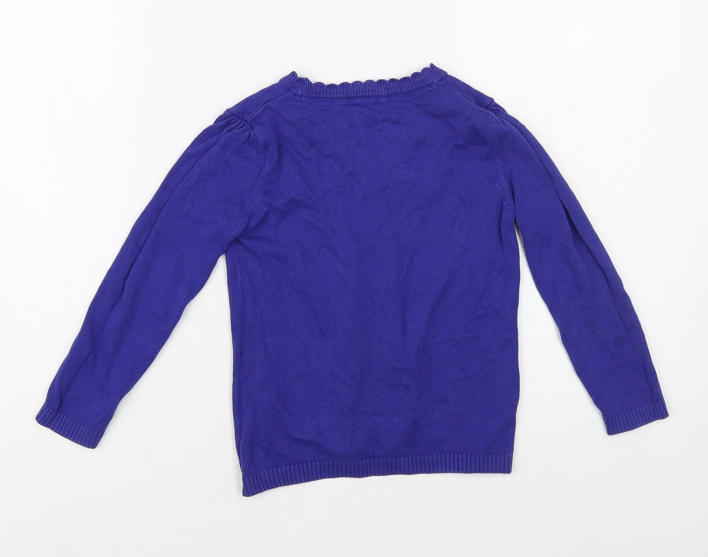 TU Girls Blue V-Neck Cotton Cardigan Jumper Size 4 Years Button - Schoolwear