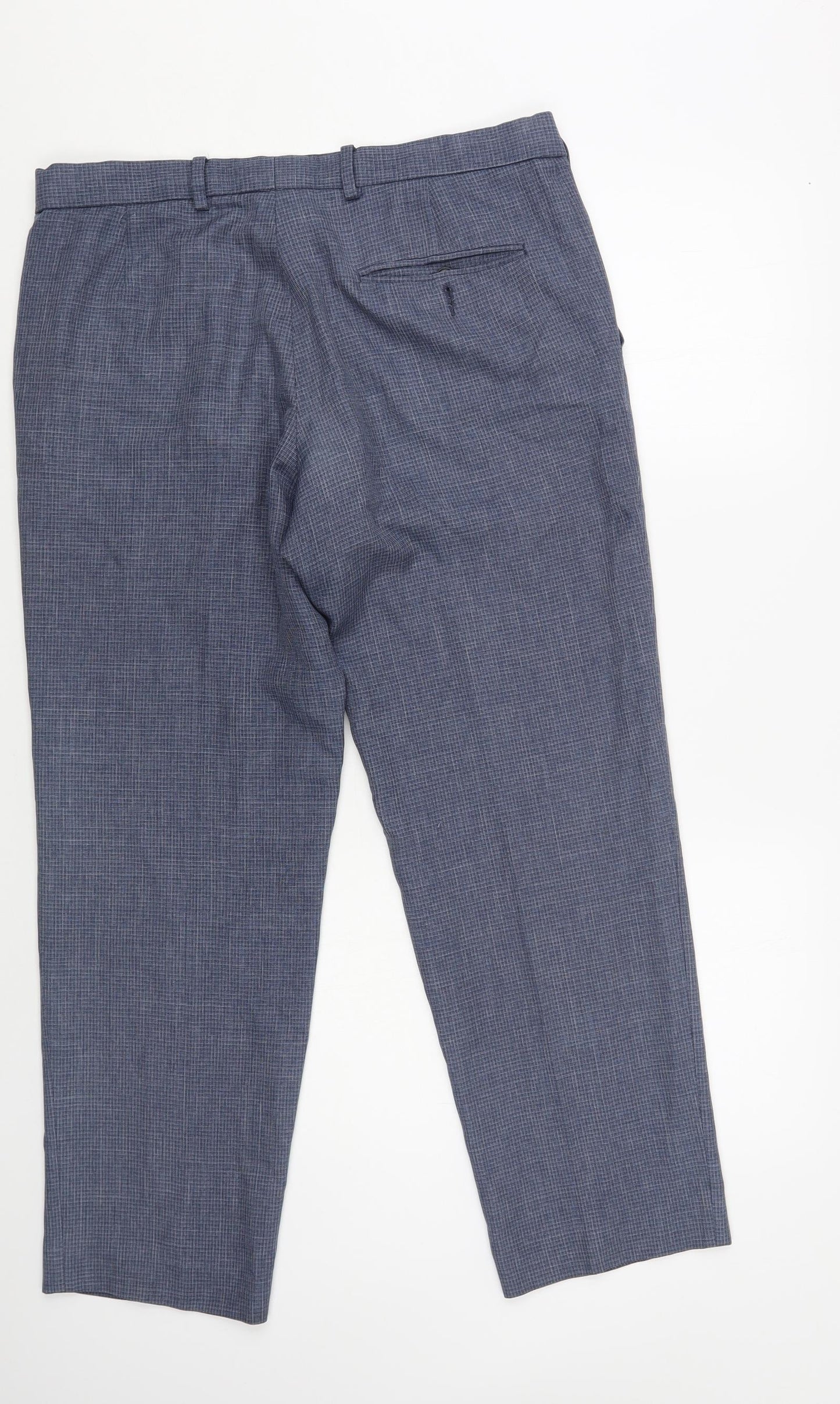 Marks and Spencer Mens Blue Polyester Dress Pants Trousers Size 34 in L29 in Regular Button