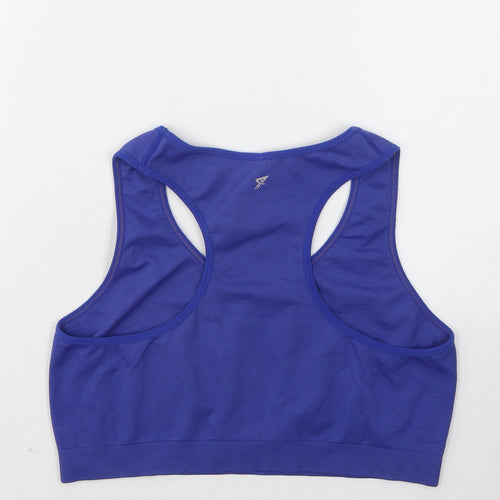 WORKOUT Womens Blue Polyester Cropped Tank Size 10 Round Neck - Sports bra