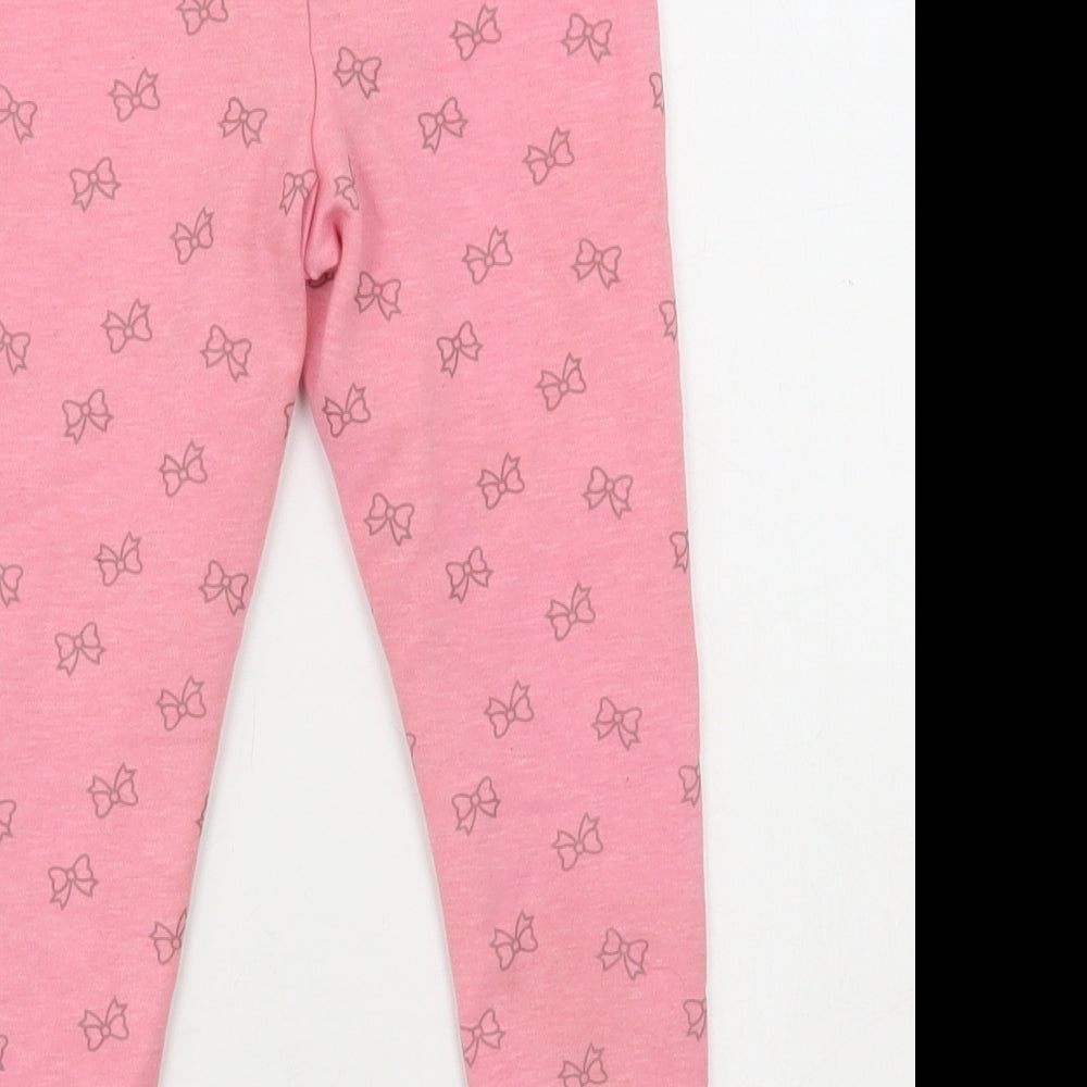 Primark Girls Pink Geometric Cotton Jegging Trousers Size 2-3 Years Regular - Bows