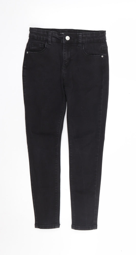 Primark Girls Black Cotton Skinny Jeans Size 9-10 Years Regular Zip