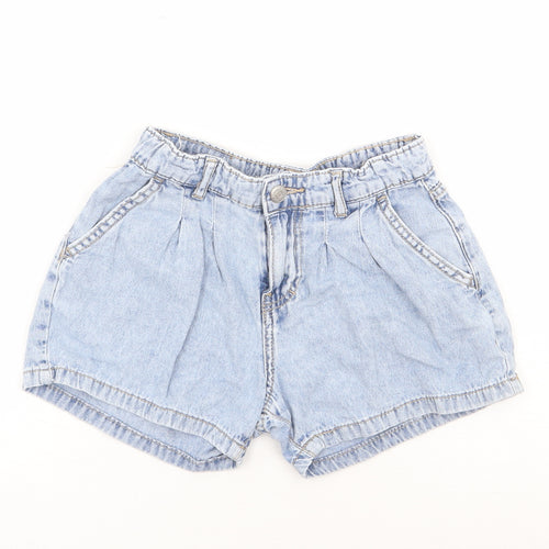 Primark Girls Blue Cotton Mom Shorts Size 8-9 Years Regular Zip