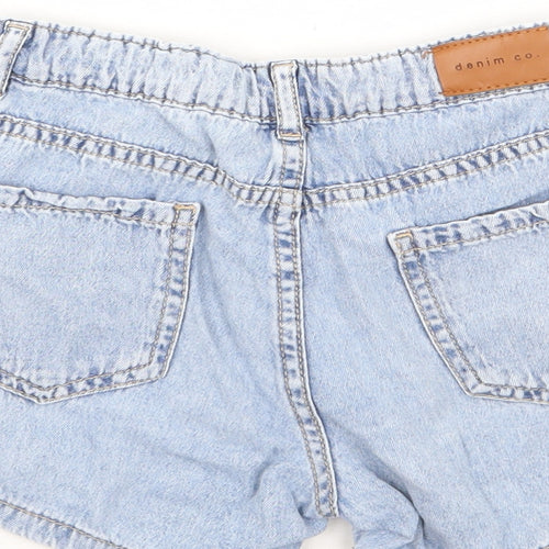Primark Girls Blue Cotton Mom Shorts Size 8-9 Years Regular Zip