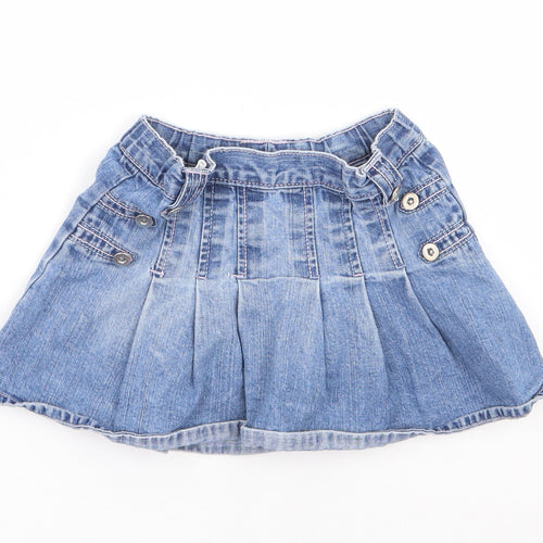 Marks and Spencer Girls Blue 100% Cotton Flare Skirt Size 3-4 Years Regular