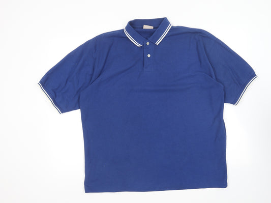 Primark Mens Blue Cotton Polo Size XL Collared Button