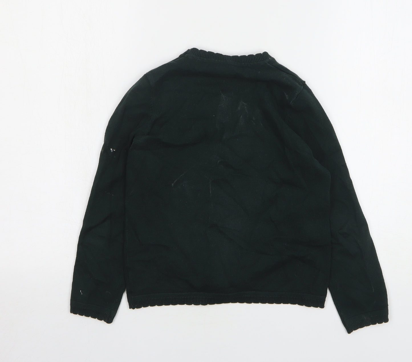 Matalan Girls Green V-Neck Cotton Cardigan Jumper Size 9 Years