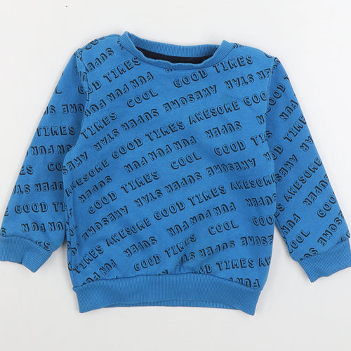 F&F Boys Blue Geometric Cotton Pullover Sweatshirt Size 2-3 Years Pullover