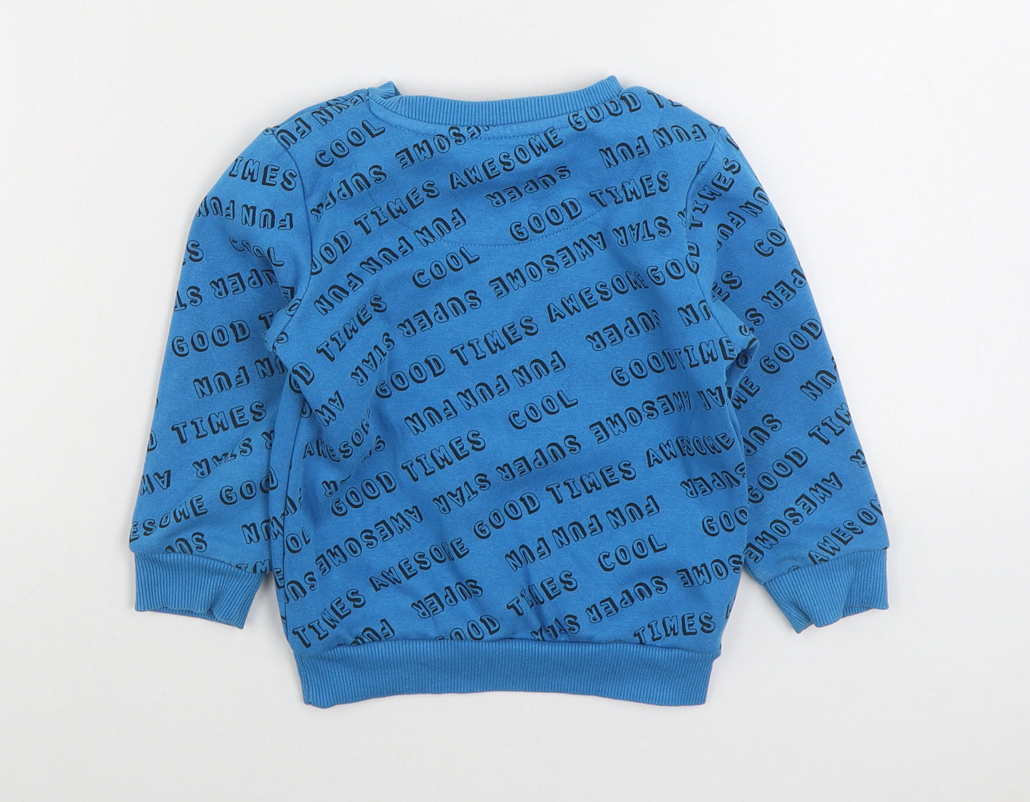 F&F Boys Blue Geometric Cotton Pullover Sweatshirt Size 2-3 Years Pullover