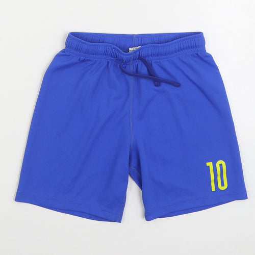 H&M Boys Blue Polyester Sweat Shorts Size 7-8 Years Regular Tie