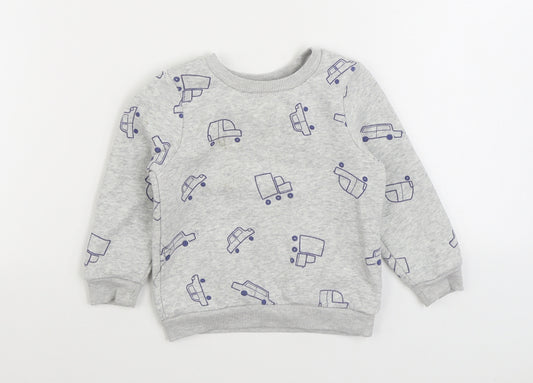 Primark Boys Grey Geometric Cotton Pullover Sweatshirt Size 2-3 Years Pullover