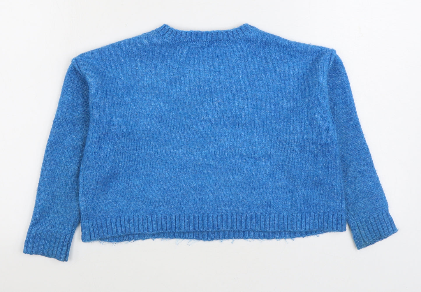 Mis E-Vie Girls Blue Round Neck Acrylic Pullover Jumper Size 9-10 Years Pullover