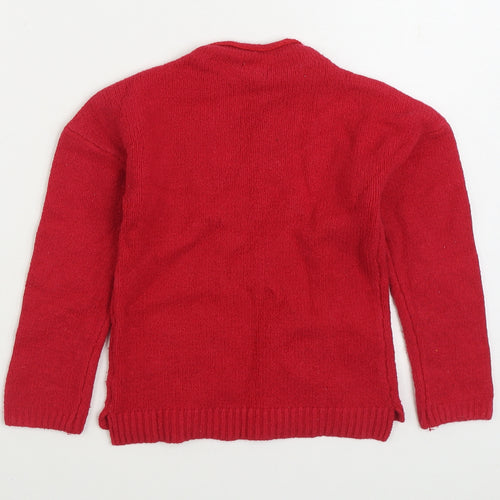 Isaac Mizrahi Girls Red High Neck Cotton Pullover Jumper Size 5-6 Years Pullover - Love Hearts