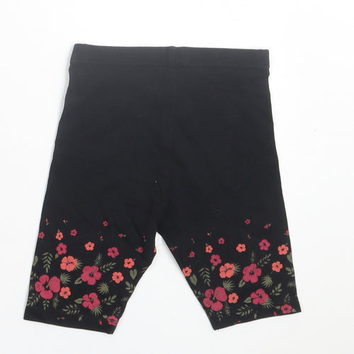 Palomino Girls Black Floral Cotton Biker Shorts Size 5 Years Regular