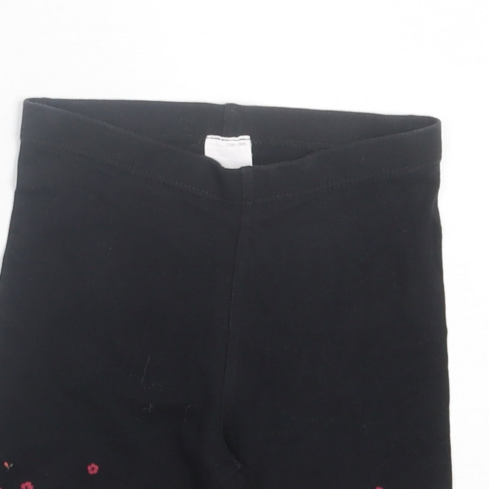 Palomino Girls Black Floral Cotton Biker Shorts Size 5 Years Regular