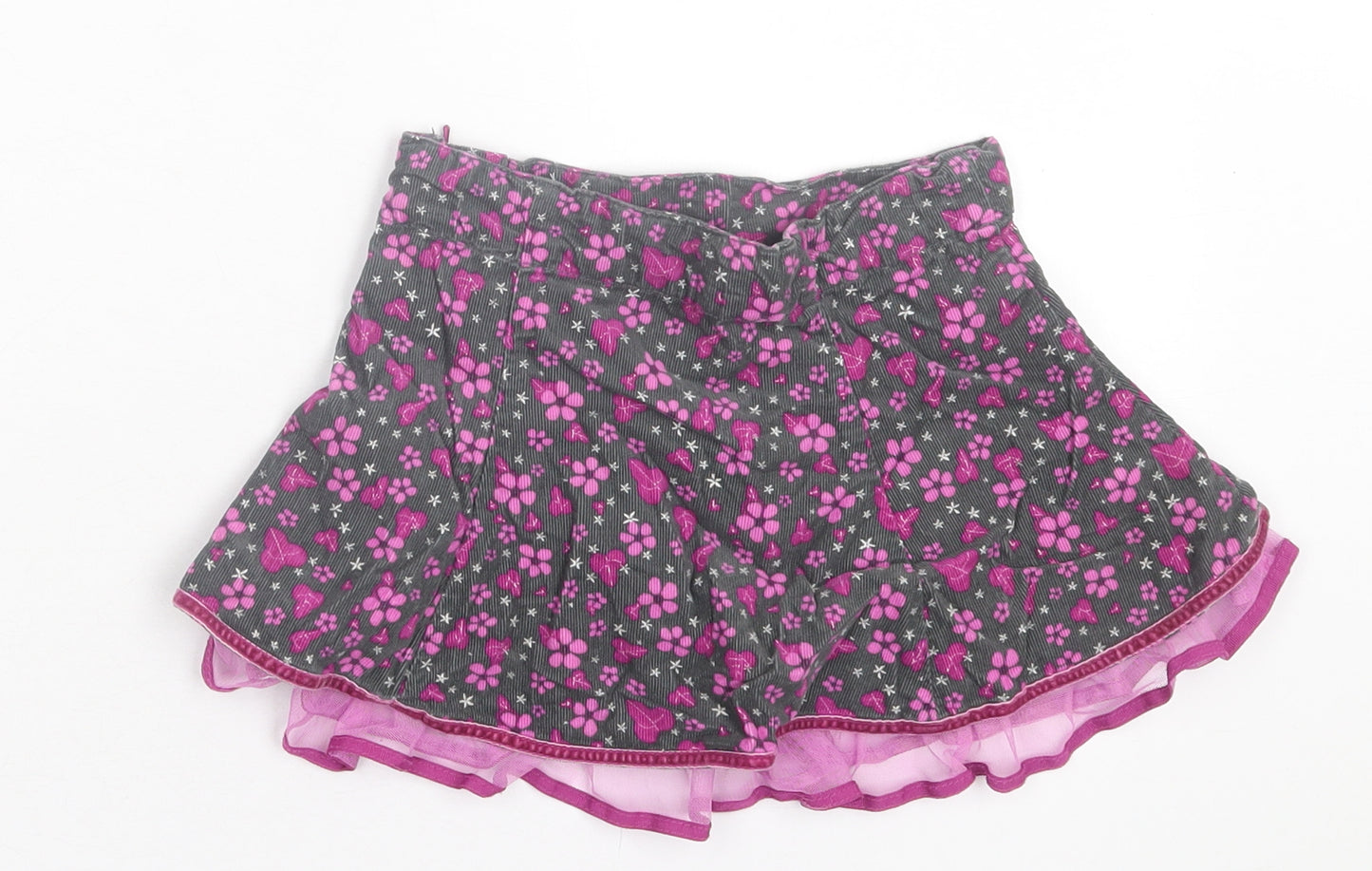 Nutmeg Girls Purple Floral Cotton A-Line Skirt Size 2-3 Years Regular Zip