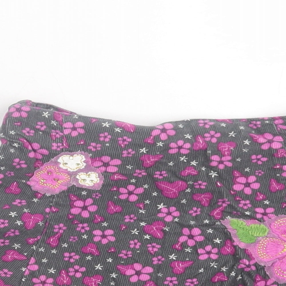 Nutmeg Girls Purple Floral Cotton A-Line Skirt Size 2-3 Years Regular Zip