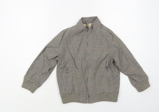 Marks and Spencer Boys Grey Plaid Bomber Jacket Jacket Size 5-6 Years Zip