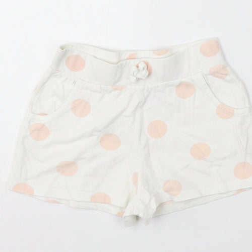 George Girls White Spotted Cotton Sweat Shorts Size 5-6 Years Regular