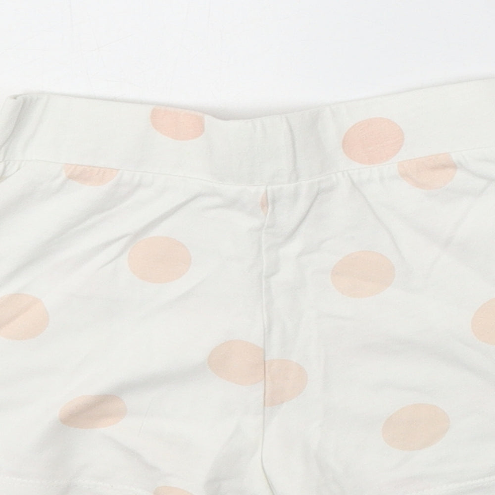 George Girls White Spotted Cotton Sweat Shorts Size 5-6 Years Regular