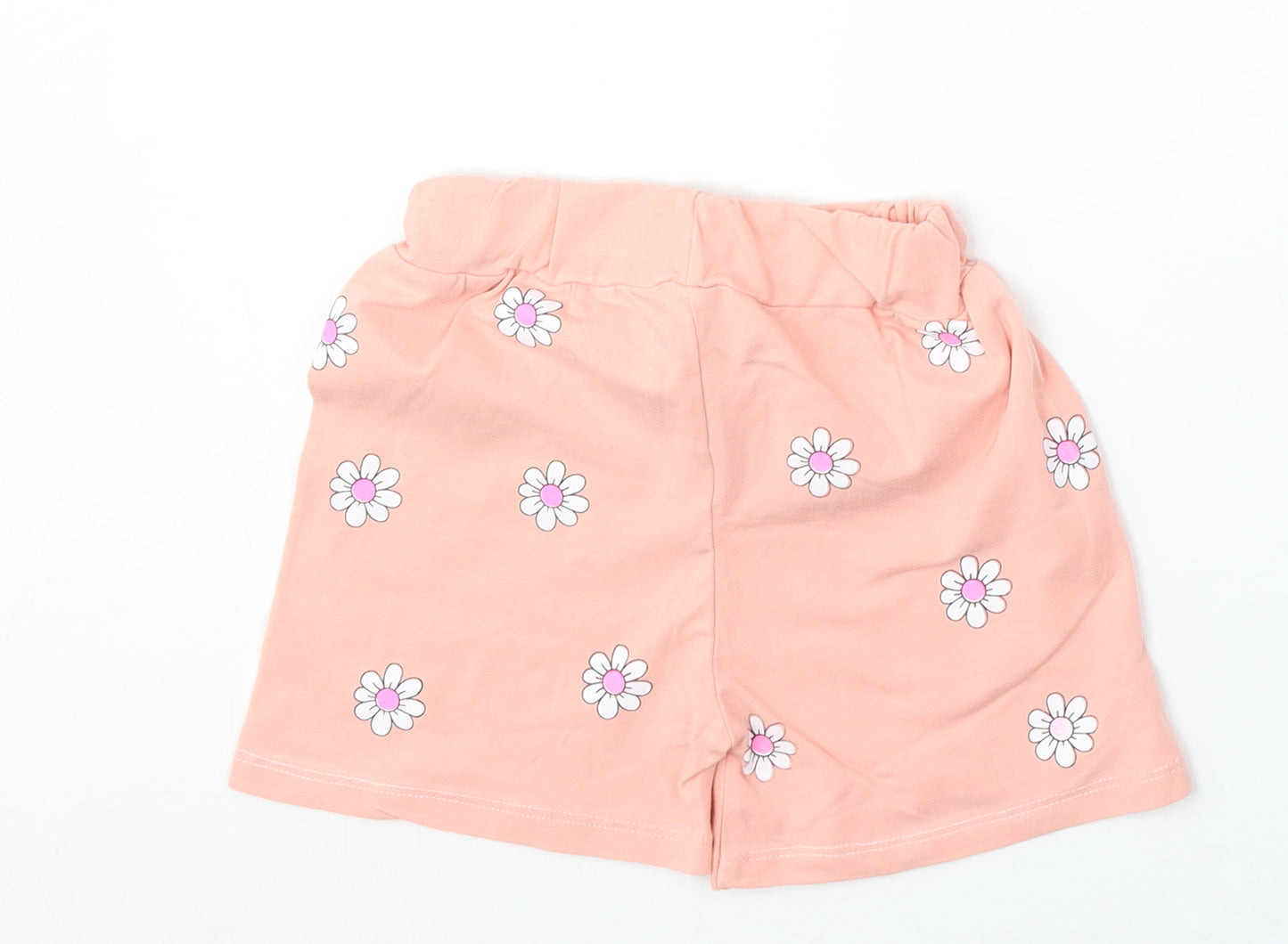 Lore Girls Pink Floral Polyester Sweat Shorts Size 6-7 Years Regular - Rabbit