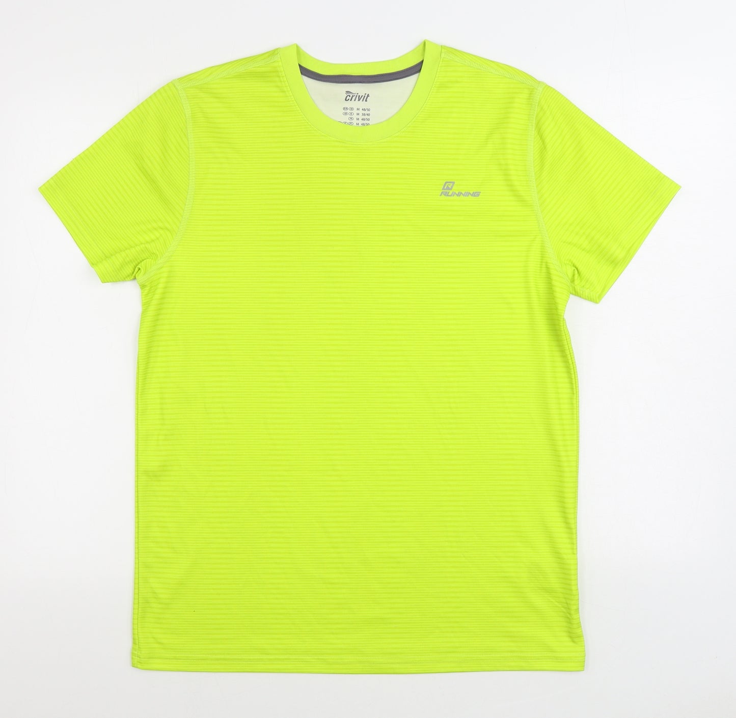 Crivit Mens Green Polyester Basic T-Shirt Size M Round Neck Pullover