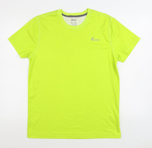 Crivit Mens Green Polyester Basic T-Shirt Size M Round Neck Pullover