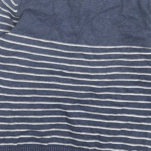 George Boys Blue Crew Neck Striped Cotton Pullover Jumper Size 5-6 Years Pullover